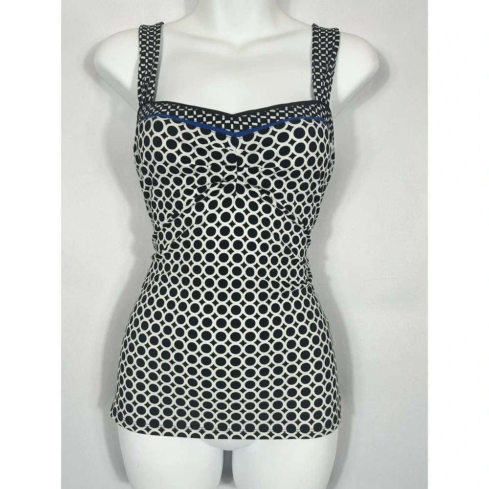 WHBM Vintage Geo Dot Fitted Babydoll Top Y2K Mallcore Boho Preppy Going Out Club